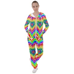 Tie Dye Heart Colorful Prismatic Women s Tracksuit