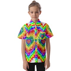 Tie Dye Heart Colorful Prismatic Kids  Short Sleeve Shirt by Sapixe