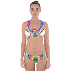 Tie Dye Heart Colorful Prismatic Cross Back Hipster Bikini Set by Sapixe