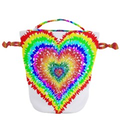 Tie Dye Heart Colorful Prismatic Drawstring Bucket Bag by Sapixe