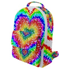 Tie Dye Heart Colorful Prismatic Flap Pocket Backpack (small)