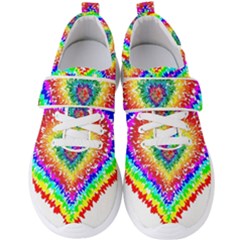 Tie Dye Heart Colorful Prismatic Men s Velcro Strap Shoes by Sapixe
