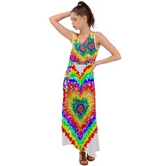 Tie Dye Heart Colorful Prismatic V-neck Chiffon Maxi Dress by Sapixe