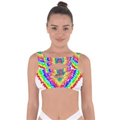 Tie Dye Heart Colorful Prismatic Bandaged Up Bikini Top