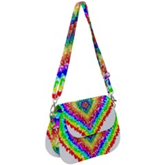 Tie Dye Heart Colorful Prismatic Saddle Handbag