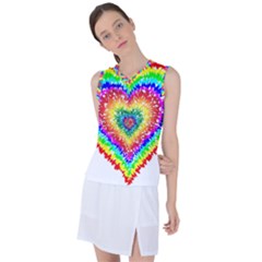 Tie Dye Heart Colorful Prismatic Women s Sleeveless Sports Top