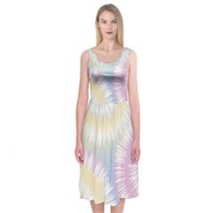 Tie Dye Pattern Colorful Design Midi Sleeveless Dress