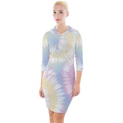 Tie Dye Pattern Colorful Design Quarter Sleeve Hood Bodycon Dress by Sapixe