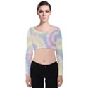 Tie Dye Pattern Colorful Design Velvet Long Sleeve Crop Top View1