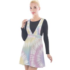 Tie Dye Pattern Colorful Design Plunge Pinafore Velour Dress by Sapixe