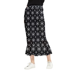 Snowflakes Background Pattern Maxi Fishtail Chiffon Skirt