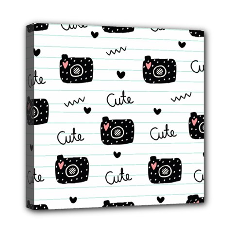 Cute Cameras Doodles Hand Drawn Mini Canvas 8  X 8  (stretched)