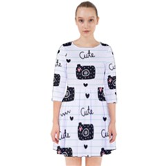 Cute Cameras Doodles Hand Drawn Smock Dress