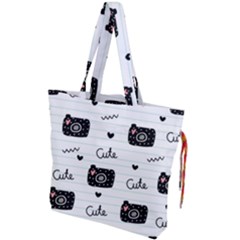 Cute Cameras Doodles Hand Drawn Drawstring Tote Bag