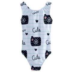 Cute Cameras Doodles Hand Drawn Kids  Cut-out Back One Piece Swimsuit