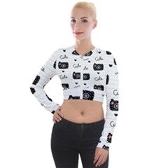 Cute Cameras Doodles Hand Drawn Long Sleeve Cropped Velvet Jacket