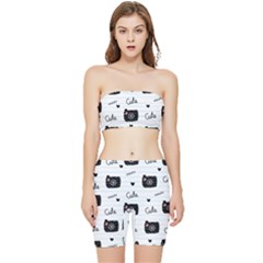 Cute Cameras Doodles Hand Drawn Stretch Shorts And Tube Top Set