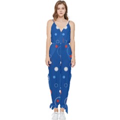 Christmas Pattern Tree Design Sleeveless Tie Ankle Jumpsuit by Sapixe