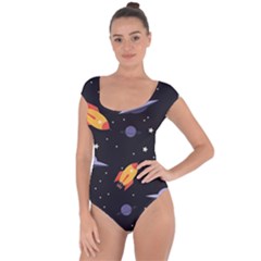 Cosmos Rockets Spaceships Ufos Short Sleeve Leotard 