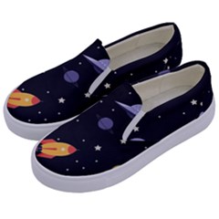 Cosmos Rockets Spaceships Ufos Kids  Canvas Slip Ons by Sapixe