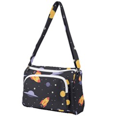 Cosmos Rockets Spaceships Ufos Front Pocket Crossbody Bag