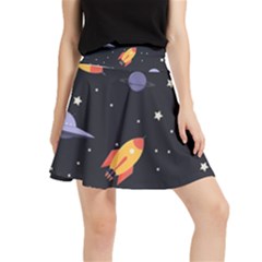 Cosmos Rockets Spaceships Ufos Waistband Skirt