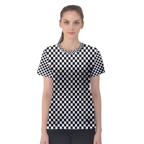 Black And White Checkerboard Background Board Checker Women s Sport Mesh Tee by Sapixe