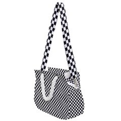 Black And White Checkerboard Background Board Checker Rope Handles Shoulder Strap Bag by Sapixe