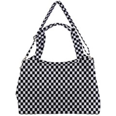 Black And White Checkerboard Background Board Checker Double Compartment Shoulder Bag by Sapixe