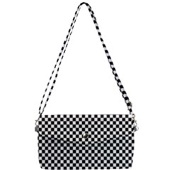 Black And White Checkerboard Background Board Checker Removable Strap Clutch Bag