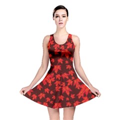 Red Oak And Maple Leaves Reversible Skater Dress