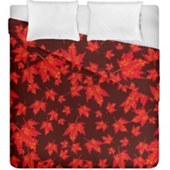 Red Oak And Maple Leaves Duvet Cover Double Side (King Size)