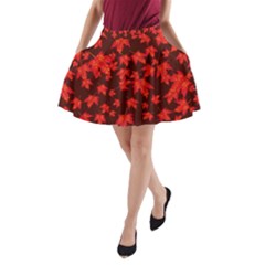 Red Oak And Maple Leaves A-Line Pocket Skirt