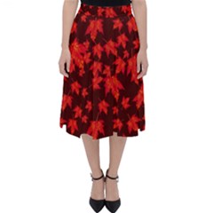 Red Oak And Maple Leaves Classic Midi Skirt