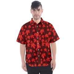 Red Oak And Maple Leaves Men s Short Sleeve Shirt