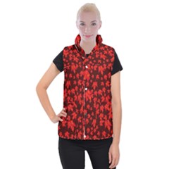 Red Oak And Maple Leaves Women s Button Up Vest