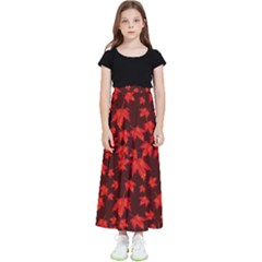 Red Oak And Maple Leaves Kids  Flared Maxi Skirt