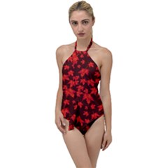 Red Oak And Maple Leaves Go With The Flow One Piece Swimsuit by Daria3107