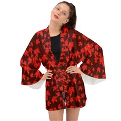 Red Oak And Maple Leaves Long Sleeve Kimono