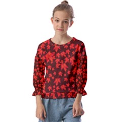 Red Oak And Maple Leaves Kids  Cuff Sleeve Top