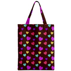 Colorfull Hearts On Choclate Zipper Classic Tote Bag