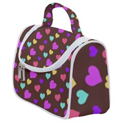 Colorfull Hearts On Choclate Satchel Handbag by Daria3107