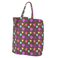 Colorfull Hearts On Choclate Giant Grocery Tote by Daria3107