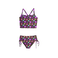 Colorfull Hearts On Choclate Girls  Tankini Swimsuit