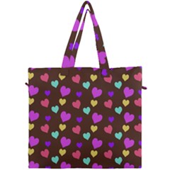 Colorfull Hearts On Choclate Canvas Travel Bag by Daria3107