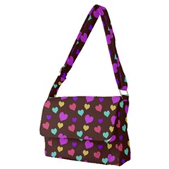 Colorfull Hearts On Choclate Full Print Messenger Bag (m) by Daria3107