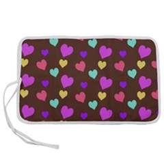 Colorfull Hearts On Choclate Pen Storage Case (l)