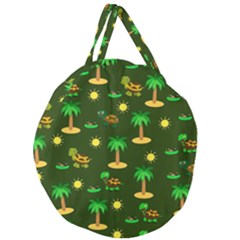 Turtle And Palm On Green Pattern Giant Round Zipper Tote by Daria3107