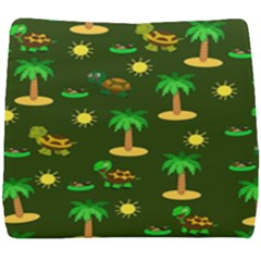 Turtle And Palm On Green Pattern Seat Cushion