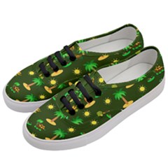 Turtle And Palm On Green Pattern Women s Classic Low Top Sneakers by Daria3107